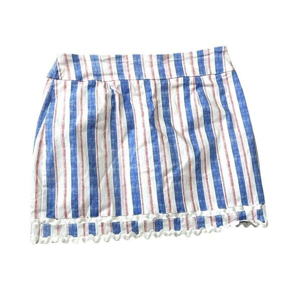 Ladies Size 12 Skort Pastel Stripe Ric Rac Preppy Beach Party Classic Summer - Picture 2 of 5